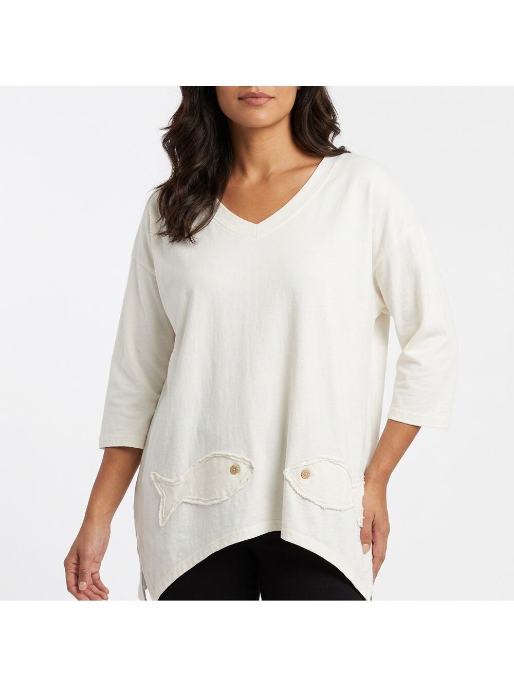 COTTONSEED WEAR Off-White Lightweight Top Women 3/4 Sleeve Knit Size M
